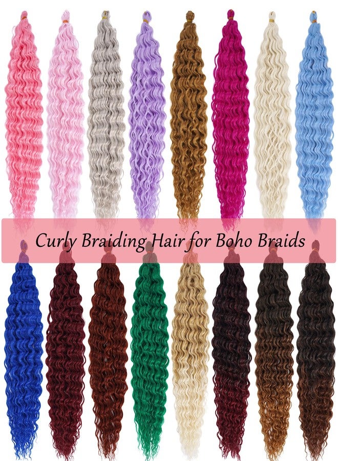 UPerfe Magenta Curly Ocean Wavy Braiding Hair Deep Wave Crochet Hair for Black Women 24 Inch 2 Packs Pink Boho Hair for Braiding Soft Curls for Boho Braids Extensions - Image 5